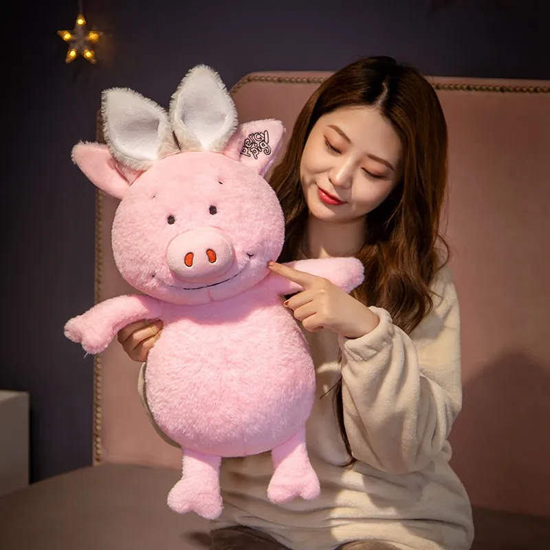 

Smile Pink Percy Pig Plush Toy Soft Stuffed Cartoon Animal Rabbit Ears Piggy Doll Girlfriends Birthday Gift Room Decor Children
