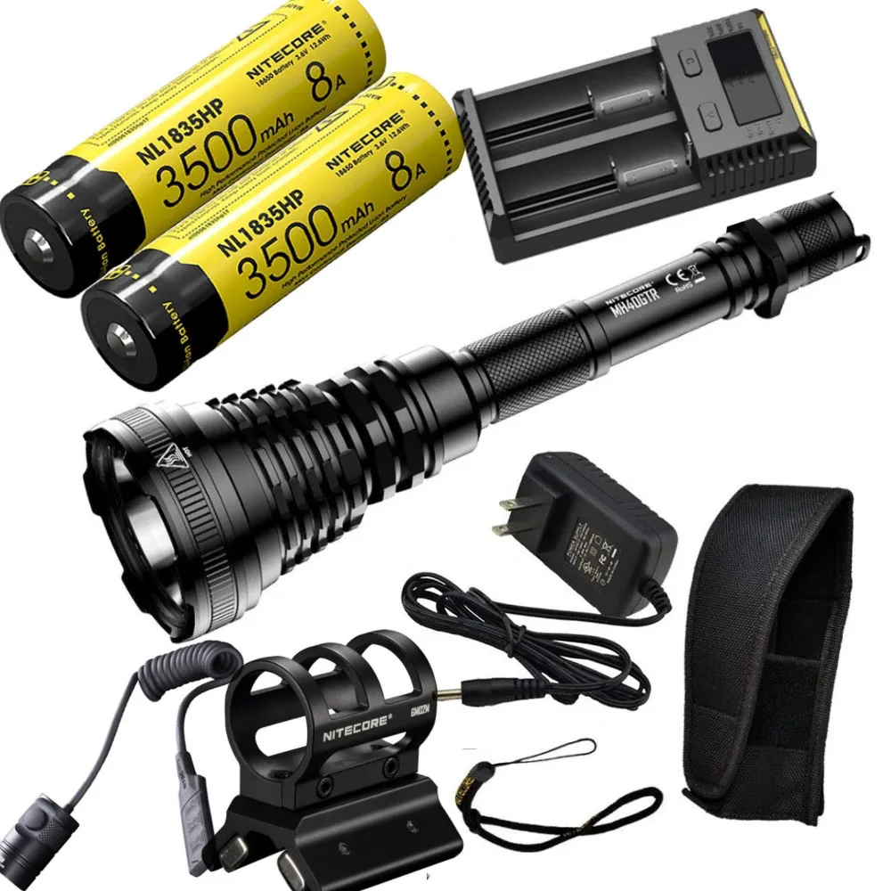 NITECORE MH40GTR 1200 Lumen Ultra Long Range 1004M Hunting Search Torch Tactical Rechargeable Flashlight+ battery,GM02M,RSW1 - Испускаемый цвет: 1835HP I2 GM02M RSW1