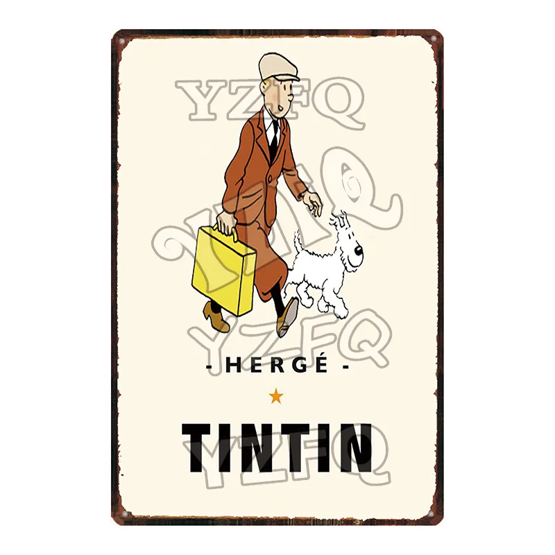 Adventures of Tintin Metal Sign Shabby Chic Vintage Style Cafe Wall Home Art Kids Room Decoration Unique Gift DU-5349A - Цвет: DU-5356