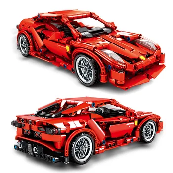 

603 PCS Red Super Racing Car Model Building Blocks Racer Car Speed Champions Sport Truck Kit DIY Bricks Toys for Children Gift