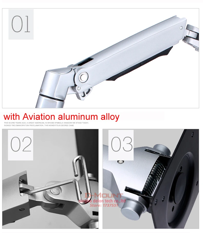 Mecânica de Aço de Alumínio Suporte de Parede Mola Monitor Montagem tv Braço Longo 840mm 1-10kg Vesa 200x200 Dl-7013 17-32 Lcd - Image 3