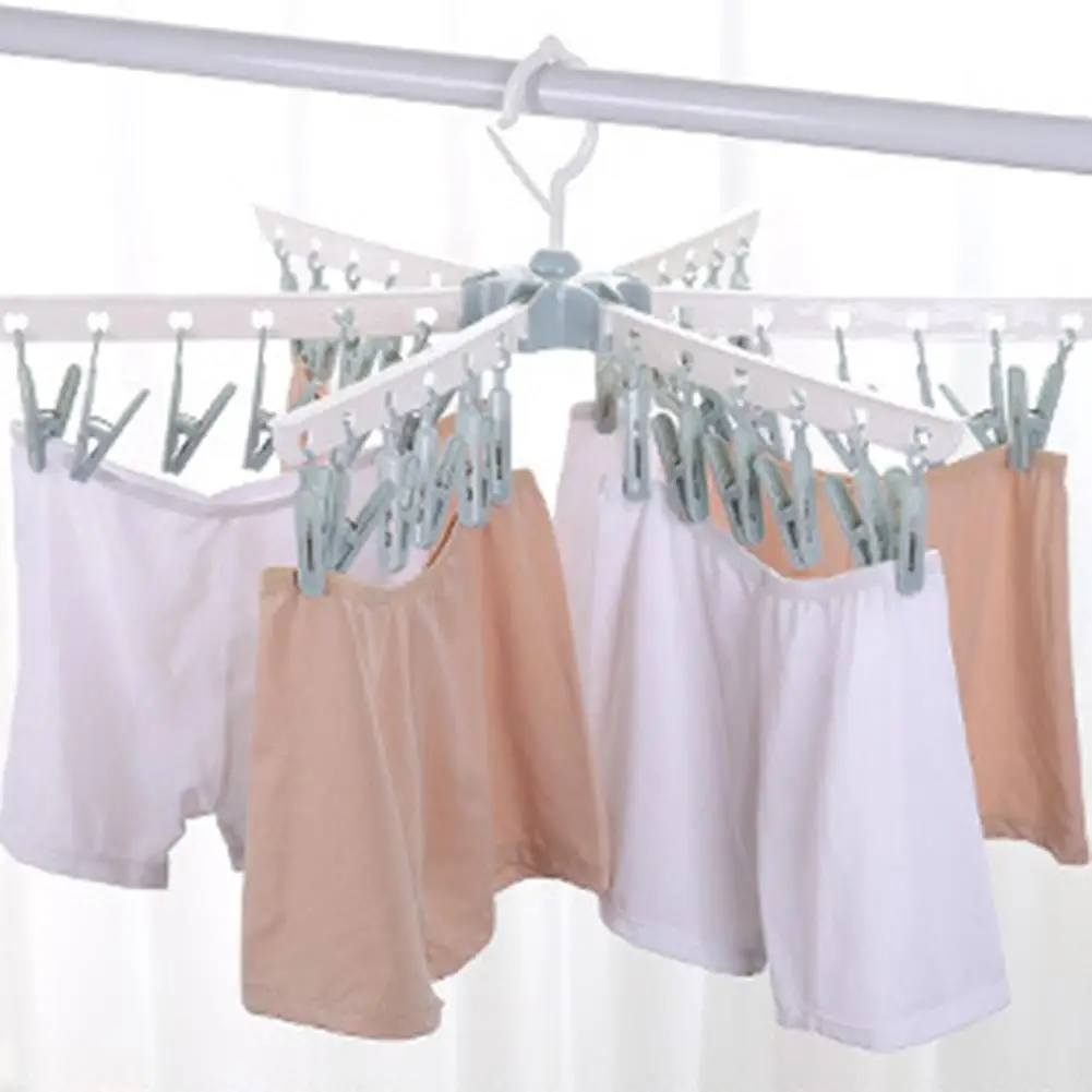 

36 Clips Plastic Clothespin Socks Underwear Drying Rack Windproof Foldable Clothes Hanger Portable Cloth Drying Rack Organizer
