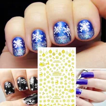 1 шт рождественские снежинки наклейки для ногтей снежные хлопья рождественские обертывания Снеговик зимние украшения для ногтей инструменты для маникюра ползунки