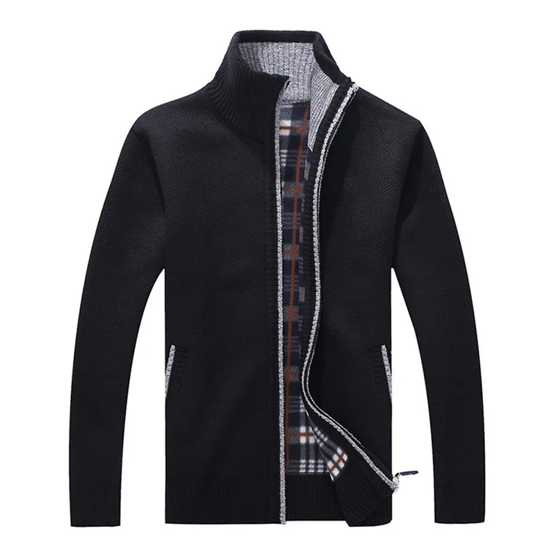 Classic Autumn Cardigan Sweater Men Casual Stand Collar Outerwear Sweater Coats Vintage Slim Knitwear Solid Knitting Sweaters Classic Autumn Cardigan Sweater Men Casual Stand Collar Outerwear Sweater Coats Vintage Slim Knitwear Solid Knitting Sweaters