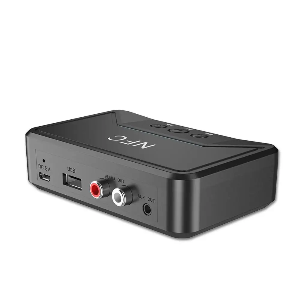 Black VAORLO NFC 5,0 Bluetooth приемник A2DP AUX 3,5 мм RCA разъем USB умное воспроизведение стерео аудио беспроводной адаптер для автомобиля Комплект динамик - Цвет: Black