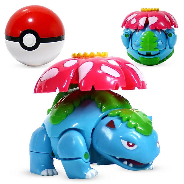 Genuine Pokemon Toy Set Toy Pocket Monster Pikachu Charmander  Mewtwo Lunala Scroll Action Figure Anime Model Children's Toys Frog flower