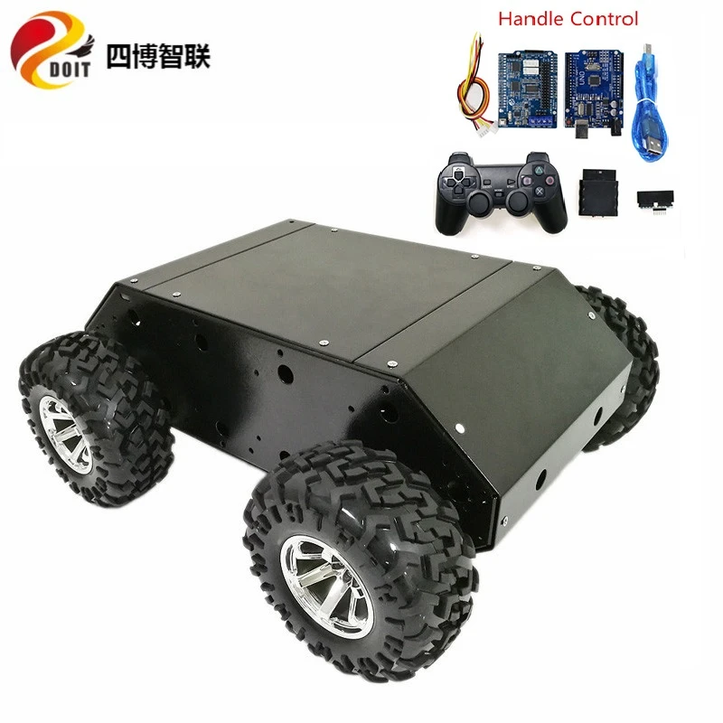 pink remote control car SZDOIT with Control Kit Large Load Metal 4WD Smart Car Chassis Kit 4-Drive Robot Platform 130mm Rubber Wheel DIY Unassembled Toy top RC Cars