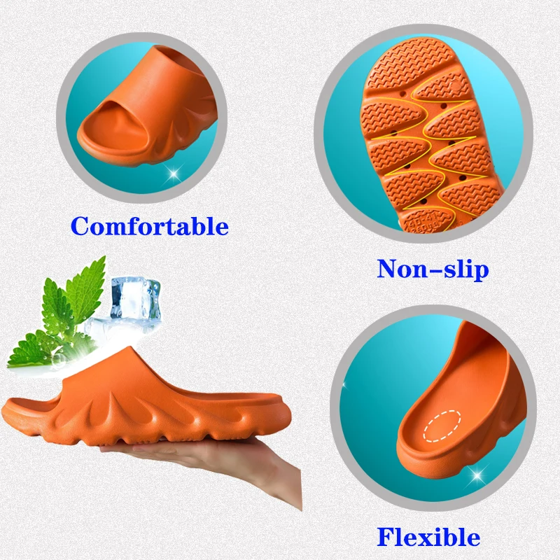 Women's and Men's Eva Thick-Soled Non-Slip Soft Rubber Slippers, Home Shoes Couple Flat Soft Bathroom Outdoor Beach Sandals