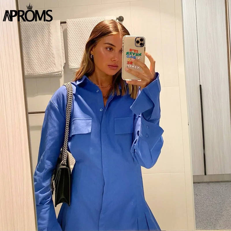 Женское хлопковое мини-платье Aproms однотонное облегающее платье-рубашка с