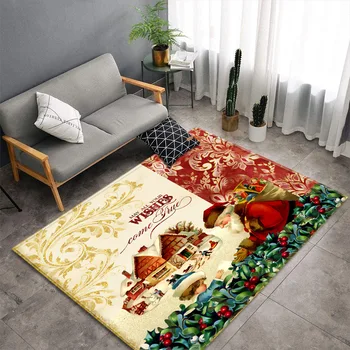 

Hot Modern 3D Digital Carpet Printing Santa Christmas Tree Big Mat Wood Floor Rug For Living Room Non-slip Carpet For Bedroom