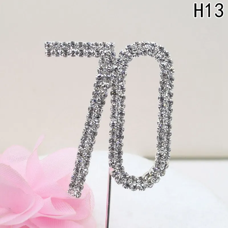 1 pcs High quality Crystal digital cake topper fork Features shiny wedding and Party decor accessories - Цвет: 13
