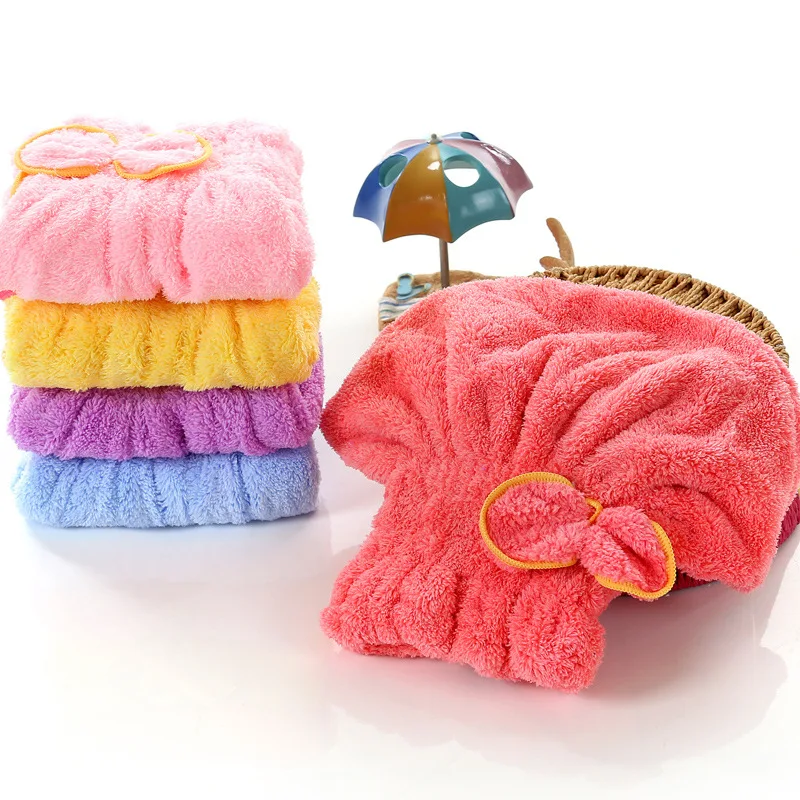 Тюрбан волос Microfiber шапка для быстрой сушки завернутый Полотенца шапочки ванной