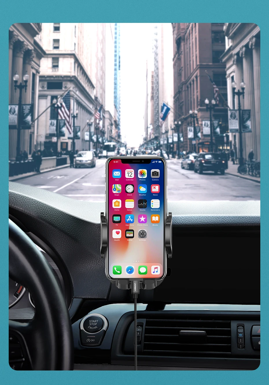 Ugreen Автомобильный держатель для телефона для вашего мобильного телефона, подставка для мобильного телефона, держатель для iPhone 11 8, автомобильный держатель для мобильного телефона на присоске
