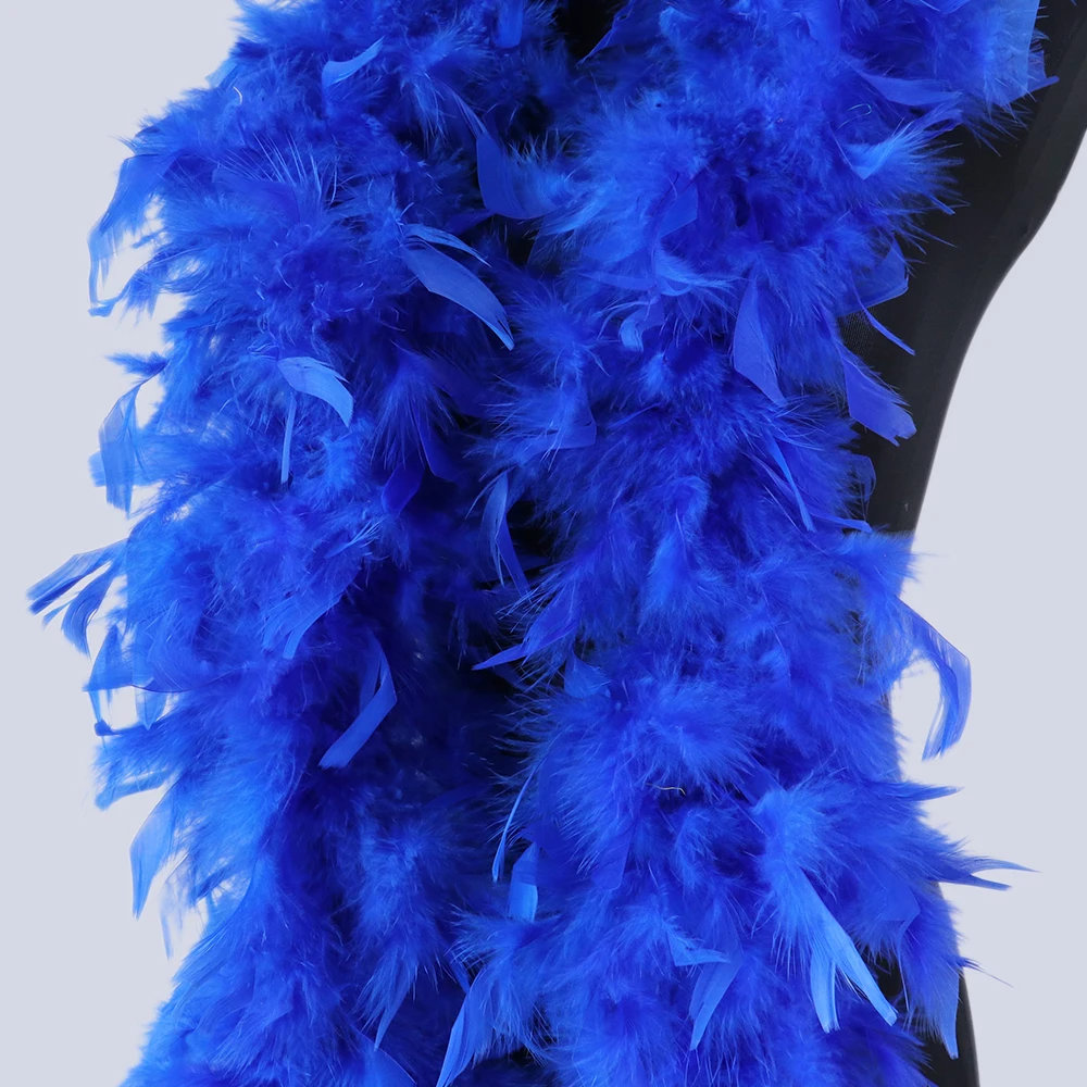royal blue WCFeatherS 60 грамм красный индейка Перья Марабу Боа отделкой шарфом перья для одежды с Поясом Вечерние декоративная шаль - Цвет: royal blue