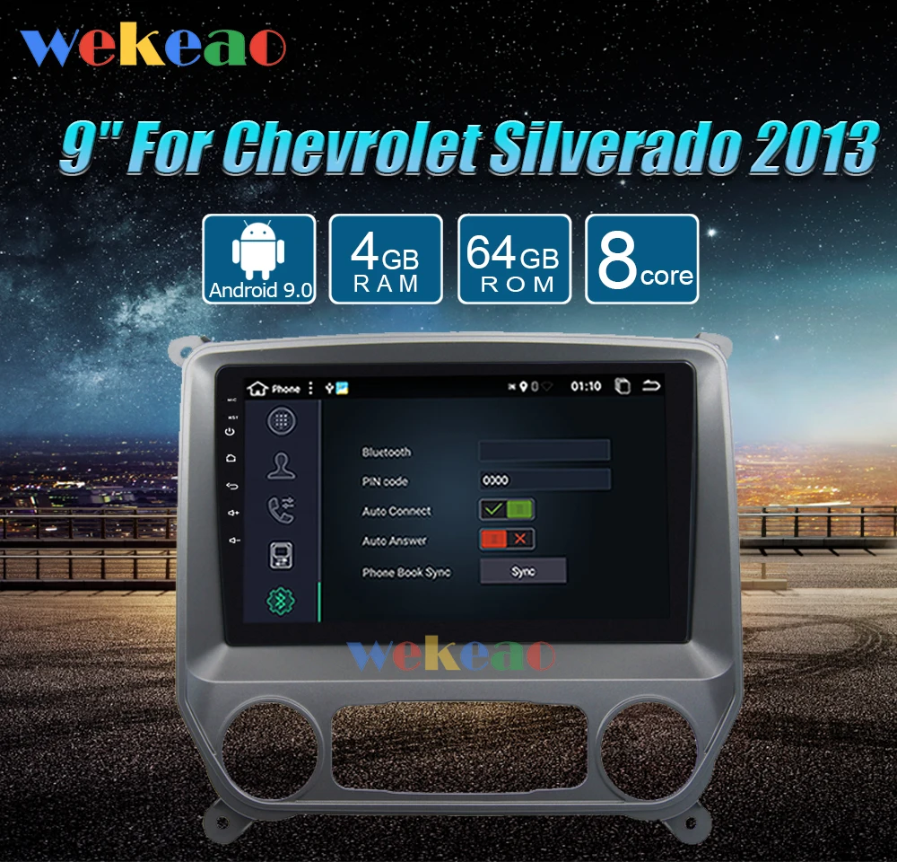 Wekeao сенсорный экран " Android 9,0 Автомагнитола для Chevrolet Silverado GMC Android авто gps навигация 2013
