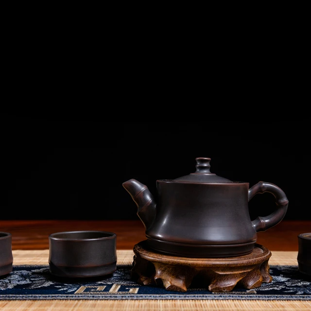 Boerna 200-230Ml Bambusz Teáskanna Qinzhou Kerámia Nixing Tao Teameder Kézzel Készített Teakészlet Puer Oolong Beauty Kettle-Hez - Image 6