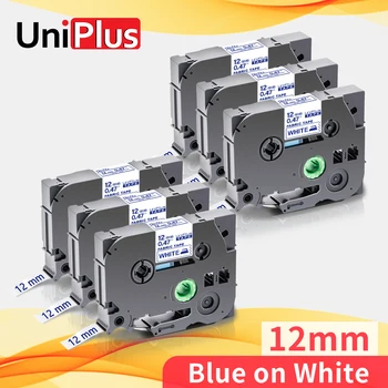 

UniPlus 6PK TZe Fabric Iron on Label Tape tze FA3 Compatible Brother Label Maker Blue on White 12mm*3m Ironing Clothes Ribbon
