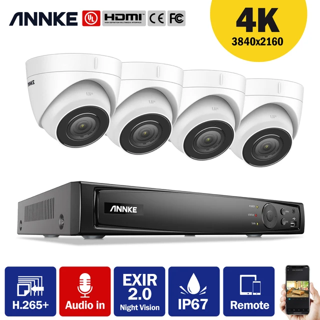 $US $379.99 ANNKE 8CH 4K POE Network Video Security System 8MP H.265+ NVR With 4pcs 8MP Audio in Weatherproof IP Camera CCTV Security Kit