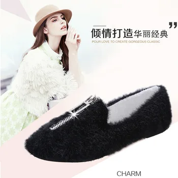

2019 Winter Flat Shoes Women Simple Design Women Flat Heel Shoes Winter Shoes 2 Colors Size 35 to 40 HB9255-G