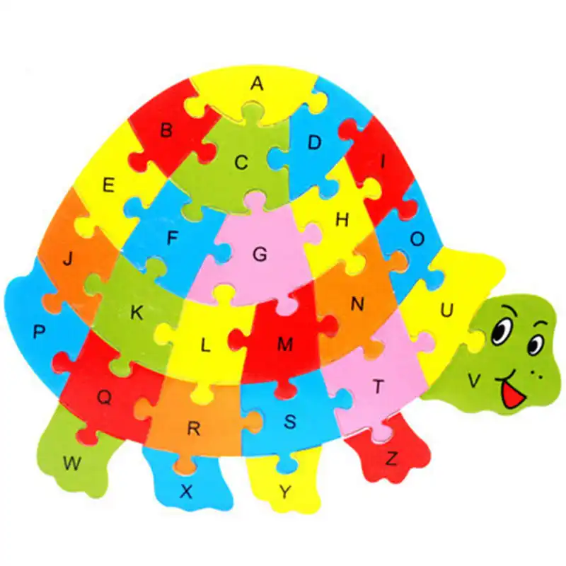 wooden animal shape alphabet puzzle jigsaw safety