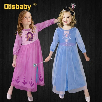 

Chiffon Fluffy Girls Elsa Dress New Year Halloween Carnival Costume Child Children's Party Elza Anna Dress Up Christmas Pajamas