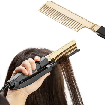 

Hair Straightener Flat Irons Folding V Straightening Brush Hot Heating Comb Hair Straight Styler Curling Iron Hair Curler Comb