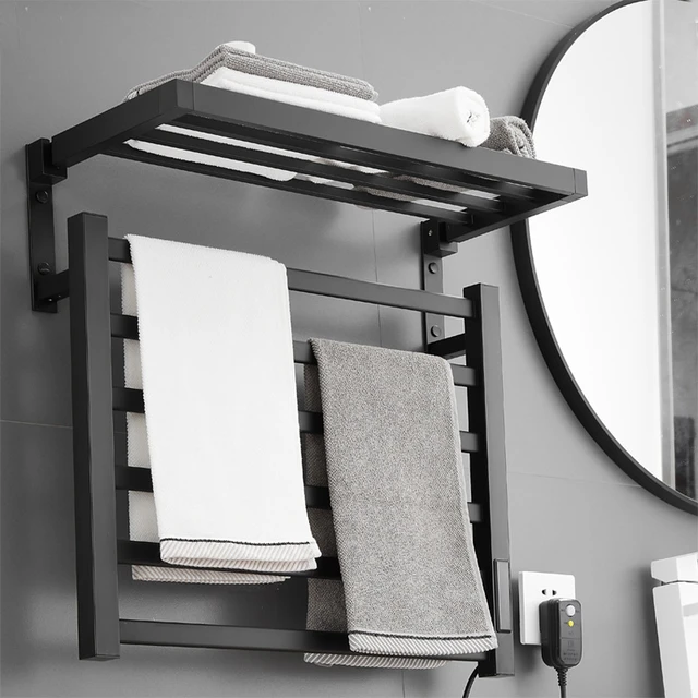 Electric Towel Warmer With LED Timer 1-8Hour Electric towel rack Aluminium  Alloy Towel Warmer Rack 55W 220V 45/50/55℃ Adjustable - AliExpress