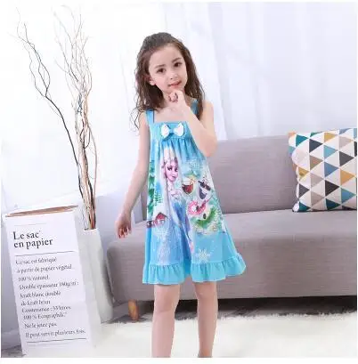 D ai sha lan girl nightdress Baby Pajamas Cotton Princess Nightgown Kids Home dress Summer Dresses big Girl Sleepwear Kids Nightgown - Цвет: D ai sha lan