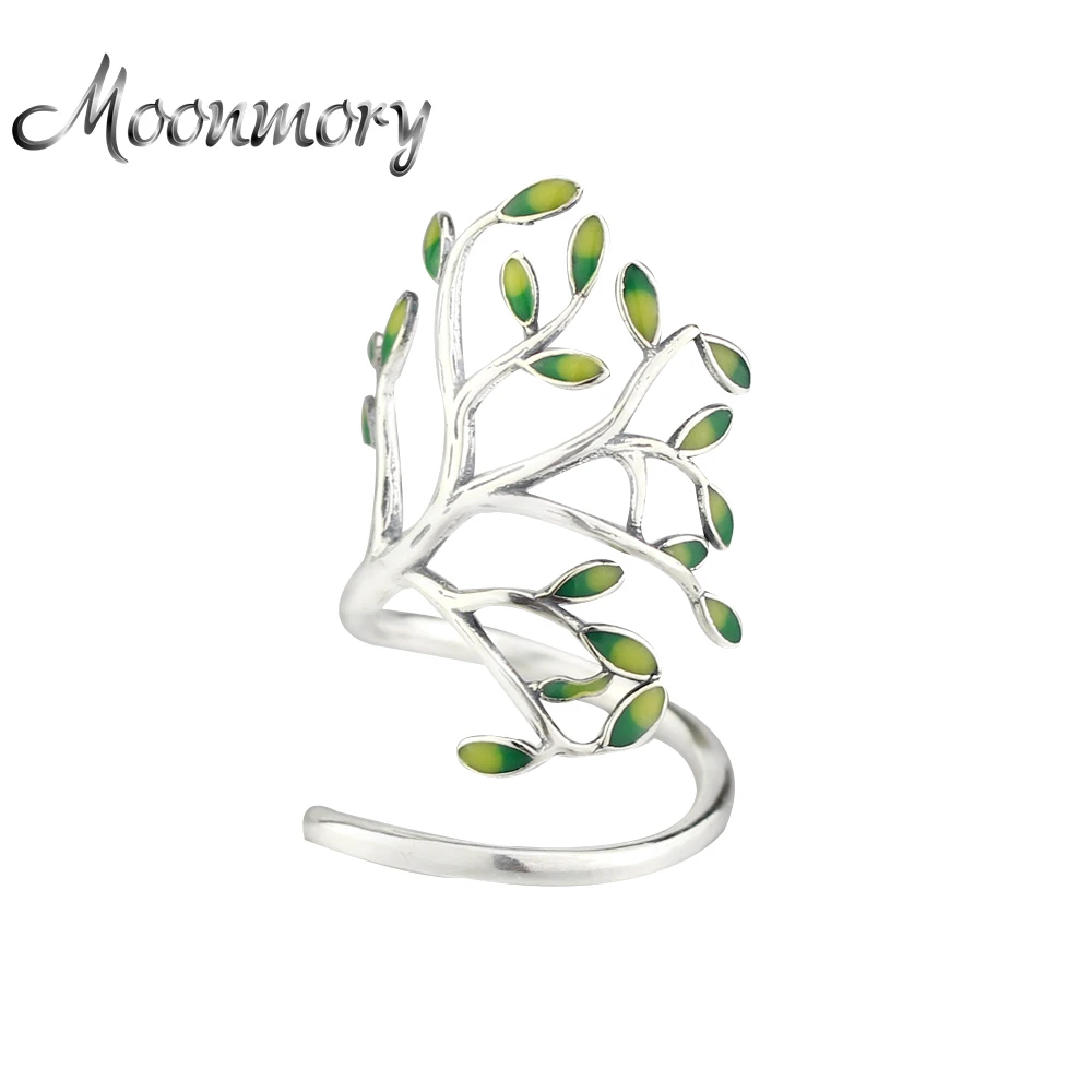 Moonmory женское открытое серебряное кольцо в виде маленького дерева регулируемый