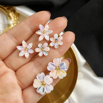 

HHSPPF XY Hot Sweet Lovely Fashion ice Crystal flower Petals Women Earrings Korean Version Small Fresh flowers Women Jewelry