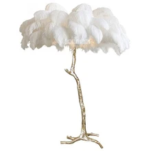 MS1681 страусиное перо лампа романтическая гостиная перо стандартная лампа спальня прикроватная Светодиодная лампа медное перо торшер