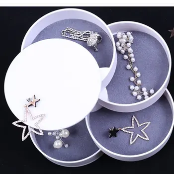 

4-Tier Jewelry Earring Organizer Box Rotating Storage Case Multi-layer Small Objects Round Storage Container for Women