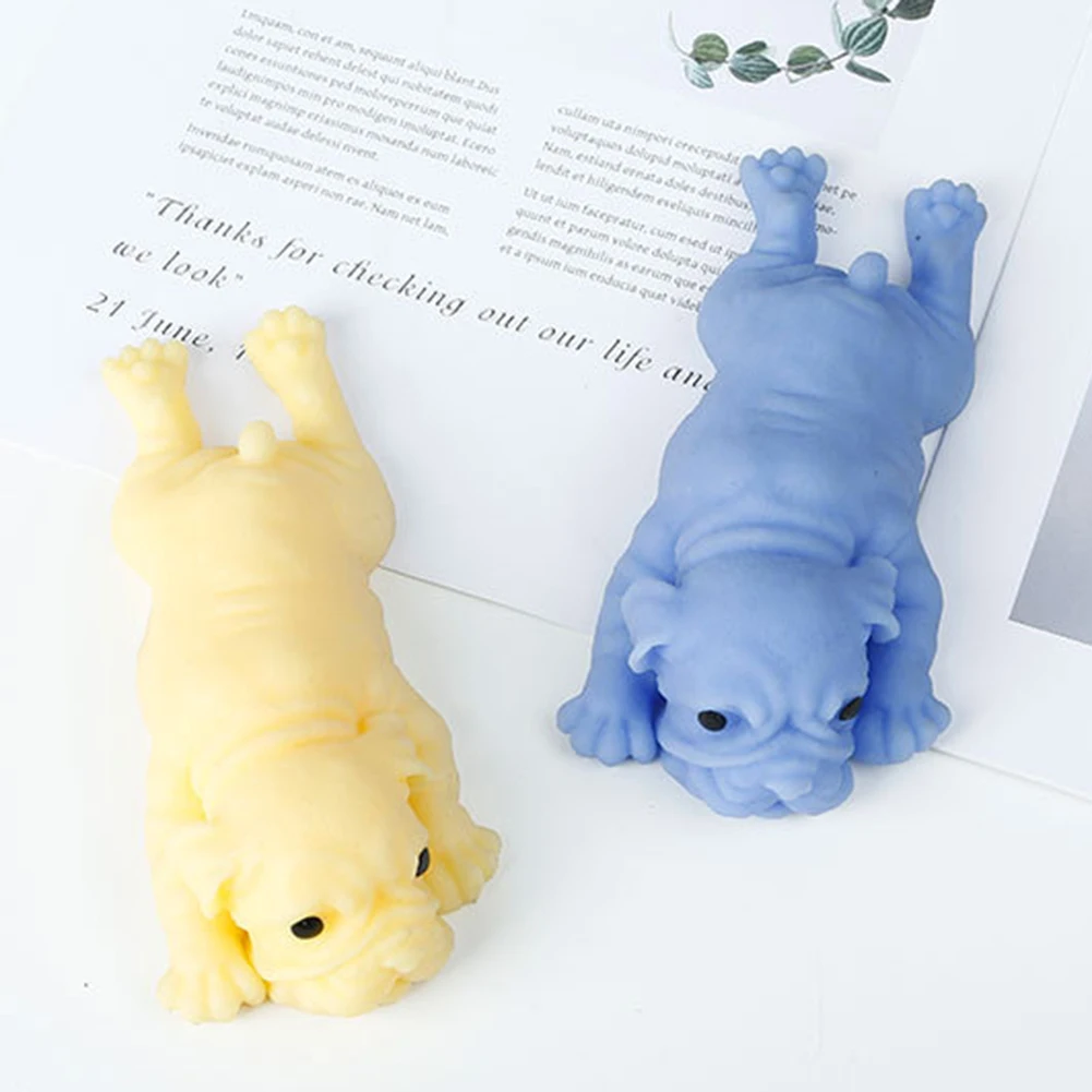 Soft Cute Realistic Silicone Bulldog Soft Animal Stress Relieve Squeezing Kids Adult Toy Kawaii Animal dog 2