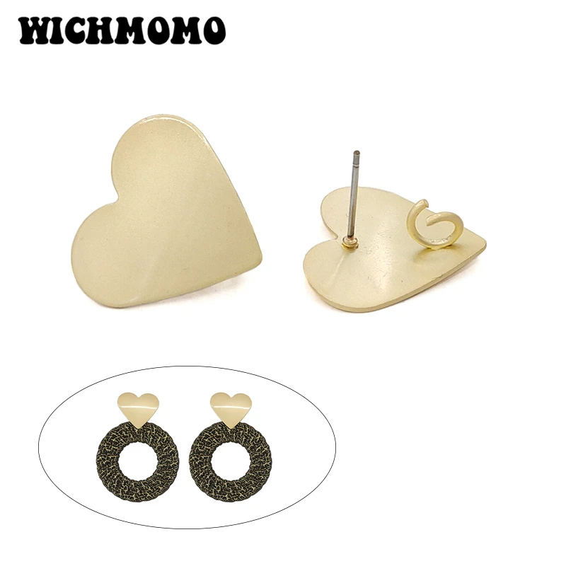 

New 23mm 6 Pieces High Quality Zinc Alloy Matte Gold Curved Heart Earring Base Connectors for DIY Earring Jewelry Accessories