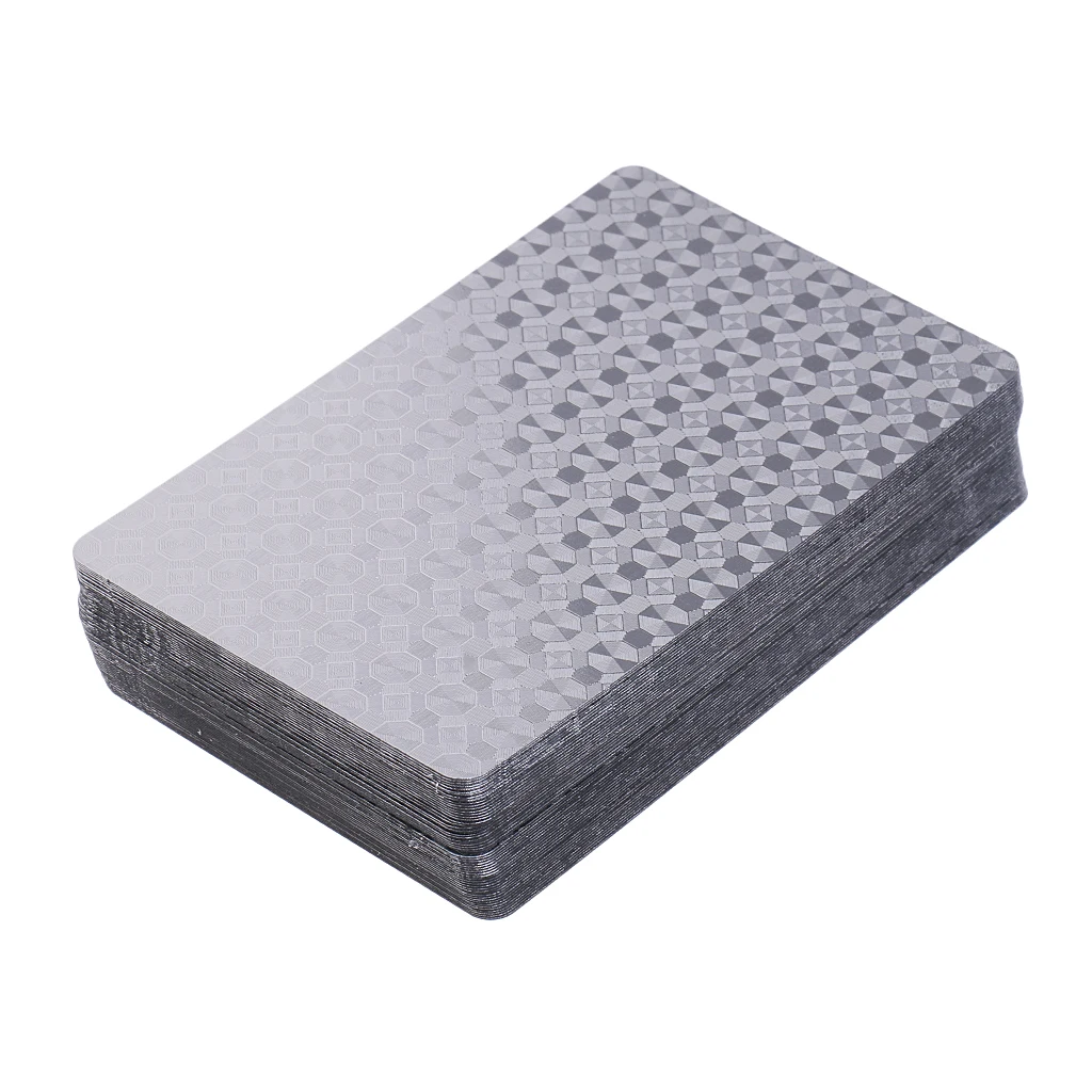 1 Deck Silver Foil Waterproof Plastic Poker PVC Playing Cards Game Pokers  Tricks Props