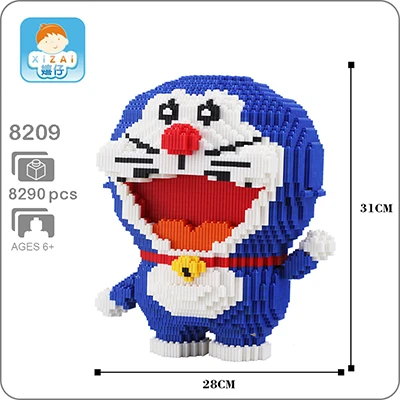 Xizai животное Хаски Шнауцер вельш корги Джек Рассел собака персидская кошка панда жираф Свинья DIY Мини строительные блоки игрушка без коробки - Цвет: DoraemonB