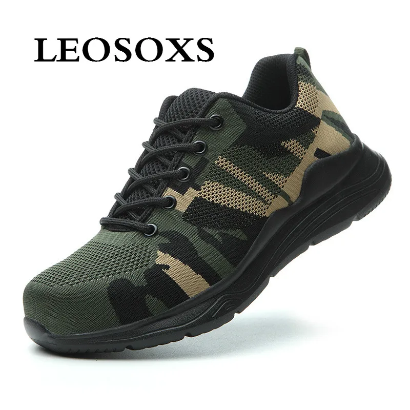 LEOSOXS Breathable Security Work Puncture Proof Safety Shoes Casual Boots Comfortable Industrial Shoes Men's Steel Toe Work
