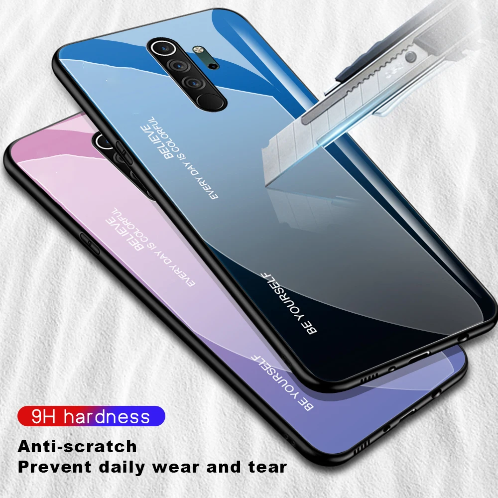 Чехол Hacrin для Redmi Note 8 Pro противоударный чехол бампер с градиентным закаленным