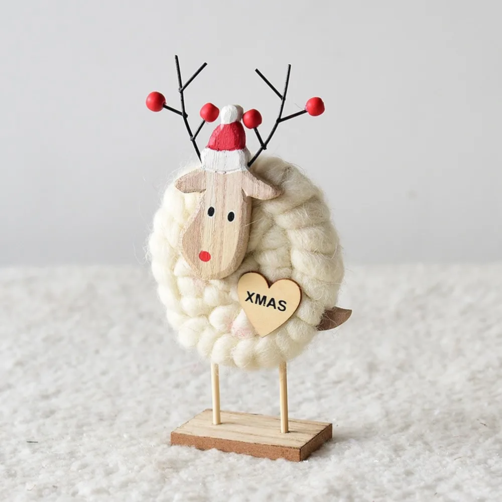 

1Pc Cute Christmas Tree Fabric Doll Pendant Desktop Ornaments Wool Felt Wooden Santa Claus Snowman For Festival DIY Decors