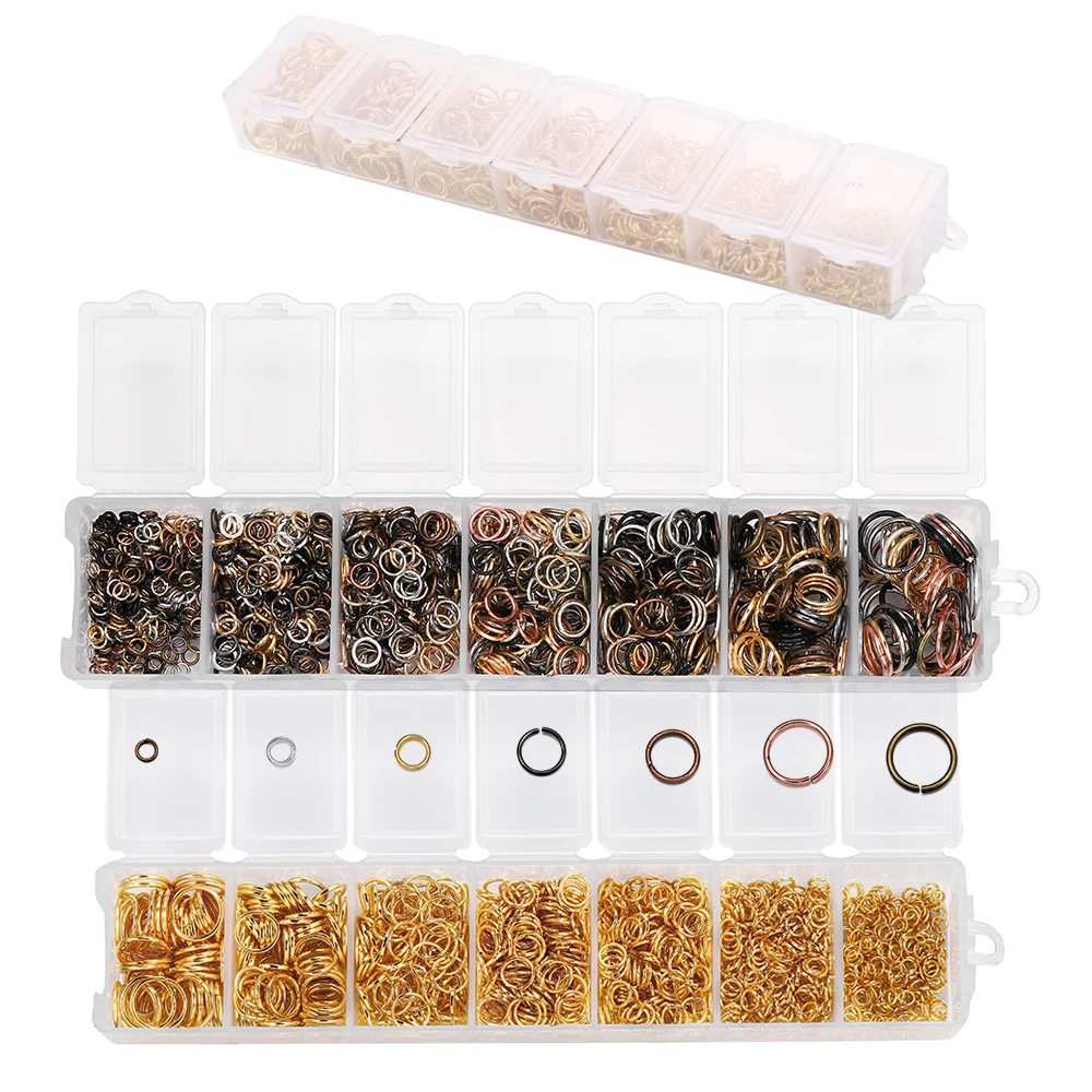 

1370Pcs Mixed Size Metal Open Jump Rings Split Rings Connectors For DIY Jewelry Making Findings Kits Accessories Supplies Sets