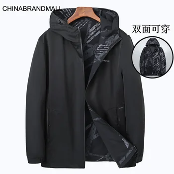 

2020 Season Men Plus Fat Plus Size Leisure With Cap Jacket Male Fat Man Double-sided Wear Coat