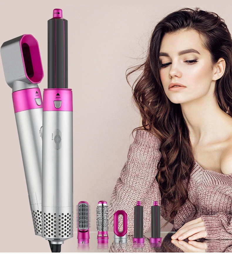 Electric Hair Dryer 5 In 1 Comb Negative Ion Straightener Brush Blow Air Wrap Curling Wand Detachable Kit | Красота и здоровье