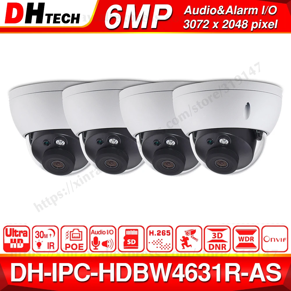 

Wholesale DH 6MP Camera IPC-HDBW4631R-AS Upgrade From IPC-HDBW4431R-AS IK10 IP67 Audio &Alarm Port PoE Camera SD Slot 4pcs/lot