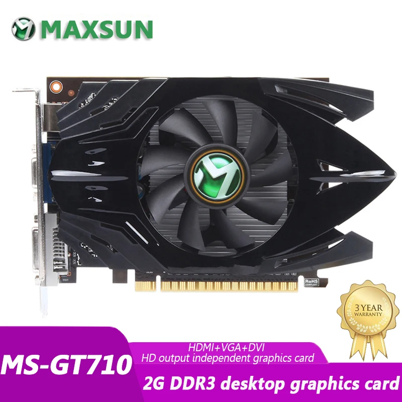 MAXSUN графическая карта GT710 Hammer PLUS III 2 ГБ DDR3 подходит для NVIDIA Geforce GPU настольных игр DVI
