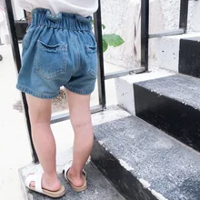 Tao. catkids/Новинка года; летняя детская одежда; джинсовые шорты в Корейском стиле для маленьких девочек; универсальные детские брюки