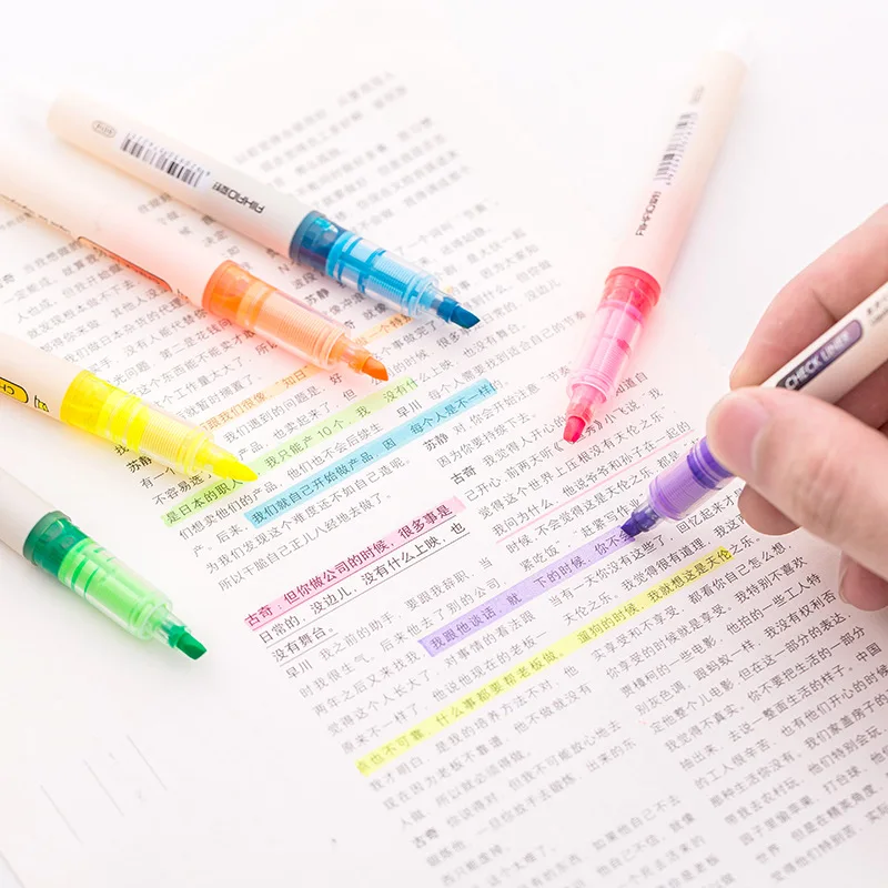 Highlighter Marker Highlighter Pen Straight Liquid Highlighter 6 Colors Choose