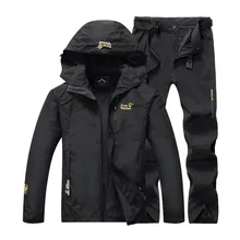 

2020 Men new Spring Autumn Hiking Fishing Camping Climbing Trekking Jackets Waterproof Breathable Hood L-6XL Pants Suit Trousers