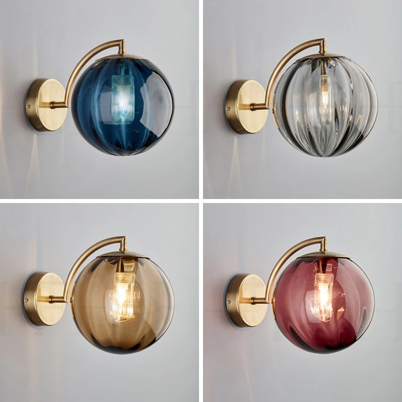 

Modern Glass Wall Lamp Led Wall Light Gold Fixtures for Home Decor Bedroom Bathroom Restaurant Light Nordic Sconce E14 Luminaire