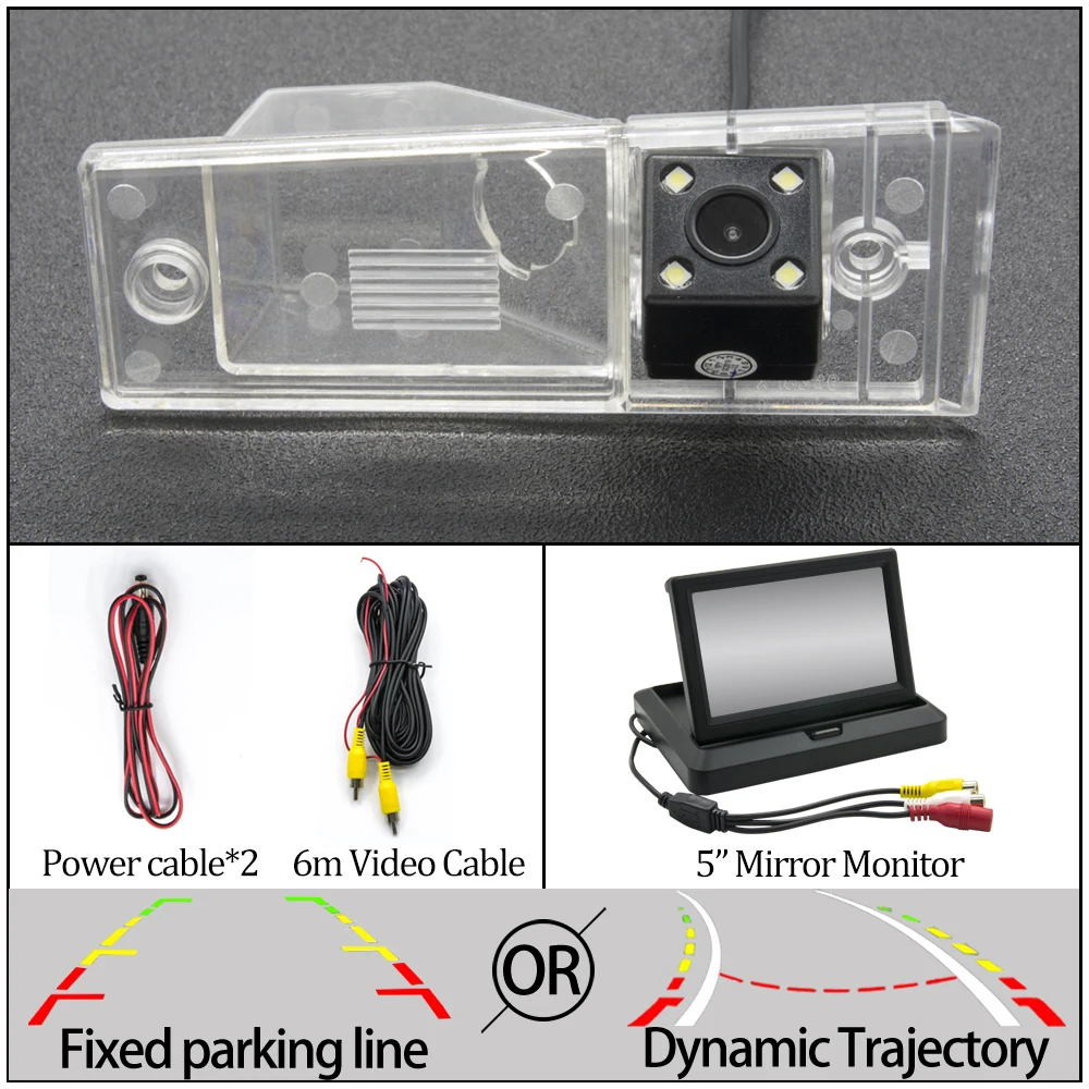 Фиксированная или динамическая траектория камера заднего вида CCD для KIA Carnival R 2006- KIA Sedona(VQ) 2006- Автостоянка аксессуары - Название цвета: 4LED N 5 in Foldable