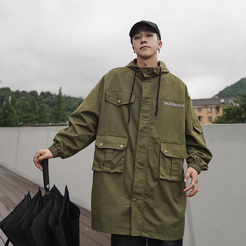 Осень и зима молодежный популярный мужской длинный секционный рабочий Японский ретро ветровка модный Повседневный хлопковый костюм M-XL